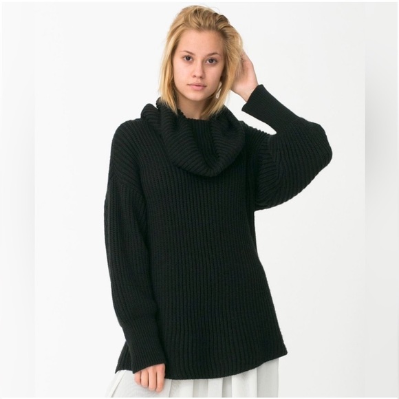 American Apparel Black Oversized Unisex Fisherman Sweater - One Size - Picture 1 of 6